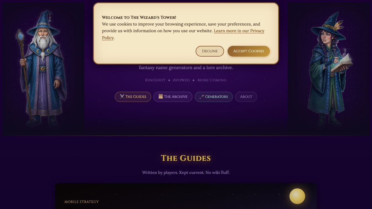 WizardsTower.com screenshot